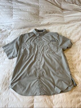 Columbia PFG Men's Short Sleeve Button-Down Shirt - Light Gray